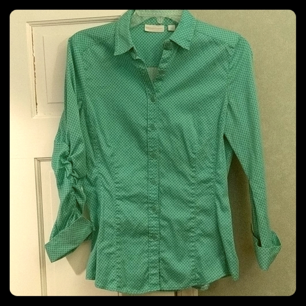 Women's NY&Co stretch mint 3/4 sleeve blouse
